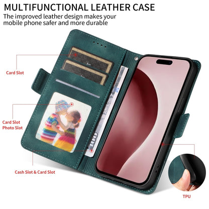 For iPhone 16 Pro Max Embossed Rhombus Starry Leather Phone Case(Green) by buy2fix