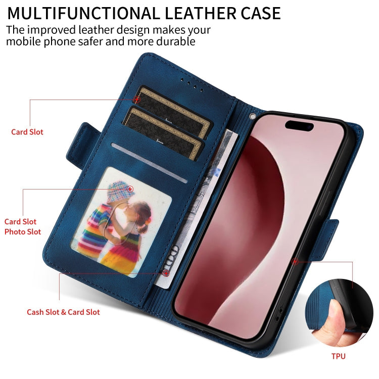 For iPhone 16 Pro Max Embossed Rhombus Starry Leather Phone Case(Blue) by buy2fix