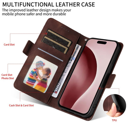 For iPhone 16 Pro Max Embossed Rhombus Starry Leather Phone Case(Brown) by buy2fix