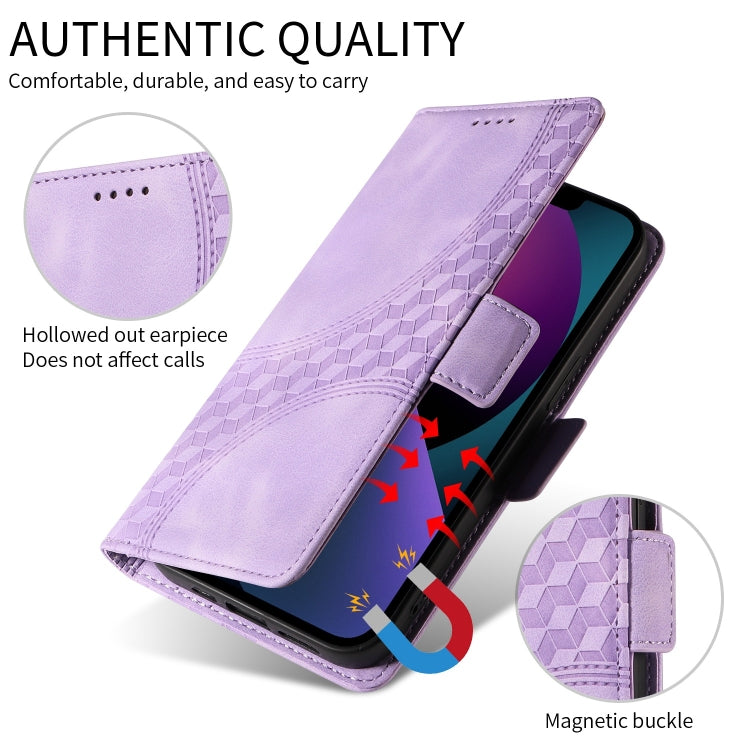 For iPhone 16 Pro Max Embossed Rhombus Starry Leather Phone Case(Purple) by buy2fix