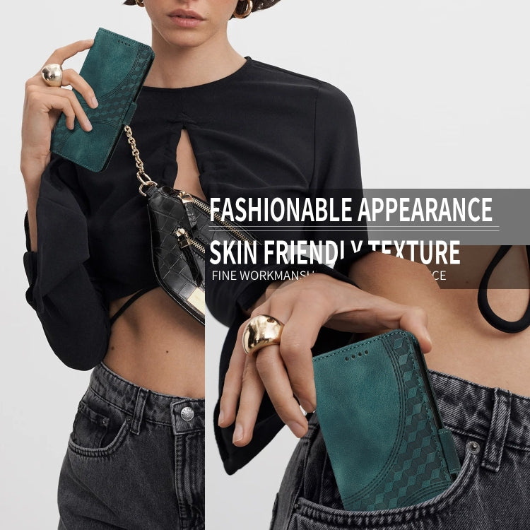 For iPhone 16 Pro Embossed Rhombus Starry Leather Phone Case(Green) by buy2fix