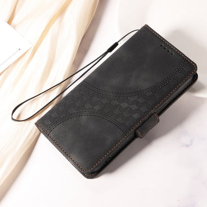 For iPhone 16 Pro Embossed Rhombus Starry Leather Phone Case(Black) by buy2fix