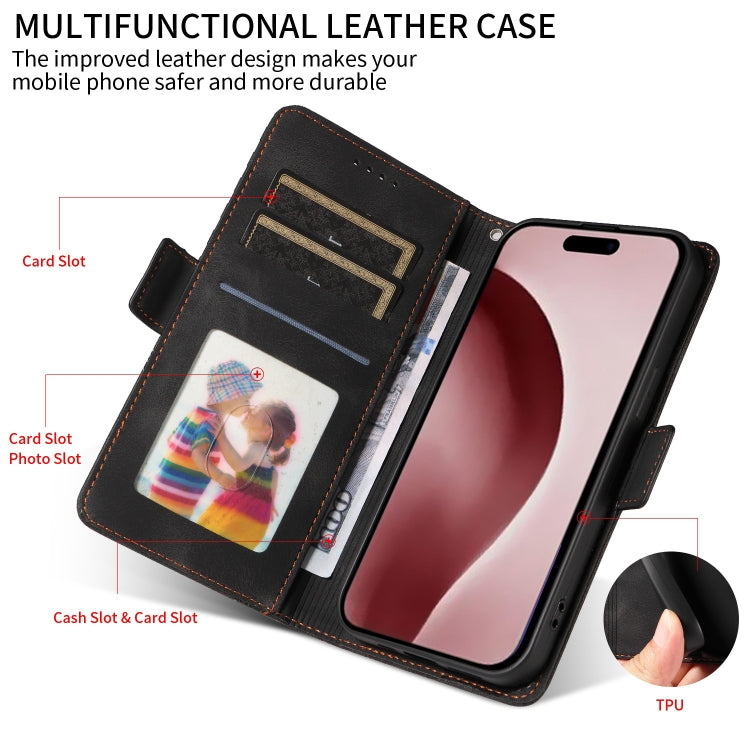 For iPhone 16 Pro Embossed Rhombus Starry Leather Phone Case(Black) by buy2fix