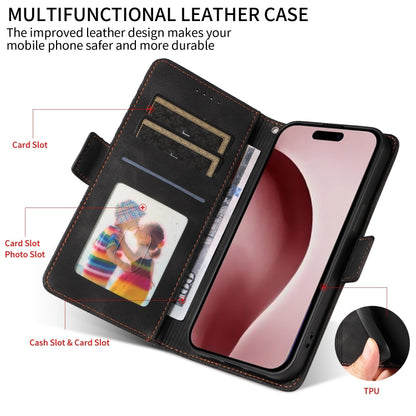 For iPhone 16 Pro Embossed Rhombus Starry Leather Phone Case(Black) by buy2fix