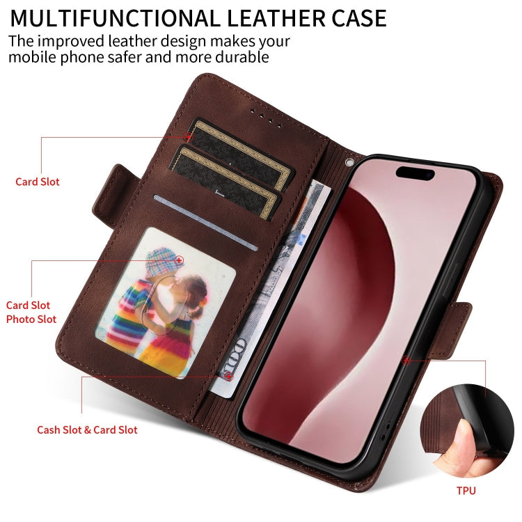 For iPhone 16 Pro Embossed Rhombus Starry Leather Phone Case(Brown) by buy2fix