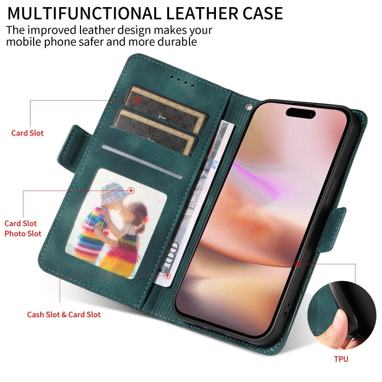 For iPhone 16 Plus Embossed Rhombus Starry Leather Phone Case(Green) by buy2fix