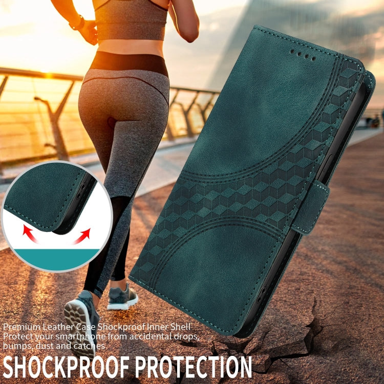 For iPhone 16 Plus Embossed Rhombus Starry Leather Phone Case(Green) by buy2fix