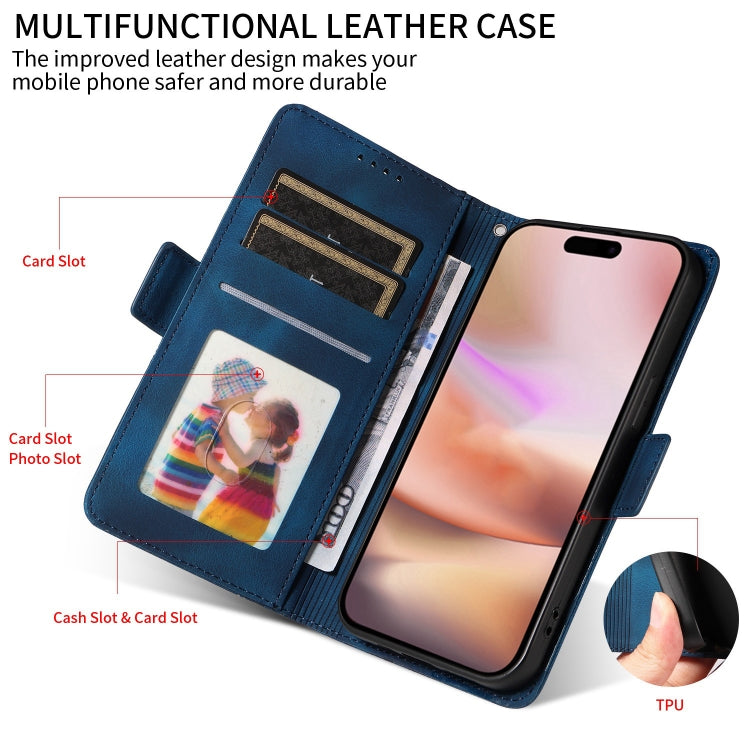 For iPhone 16 Plus Embossed Rhombus Starry Leather Phone Case(Blue) by buy2fix