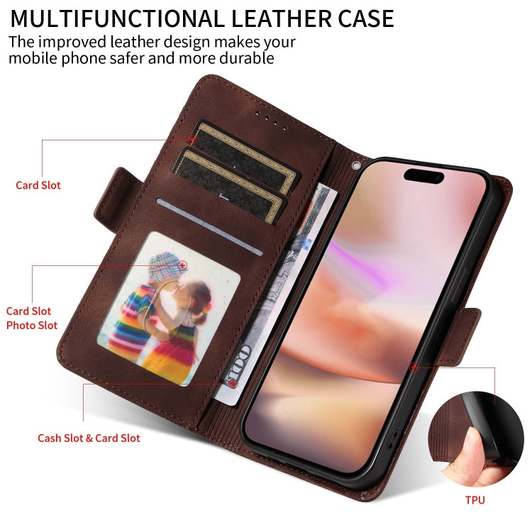 For iPhone 16 Plus Embossed Rhombus Starry Leather Phone Case(Brown) by buy2fix