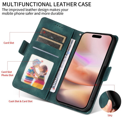 For iPhone 16 Embossed Rhombus Starry Leather Phone Case(Green) by buy2fix