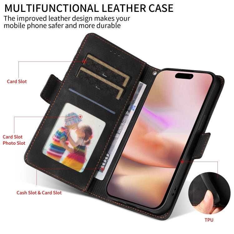 For iPhone 16 Embossed Rhombus Starry Leather Phone Case(Black) by buy2fix