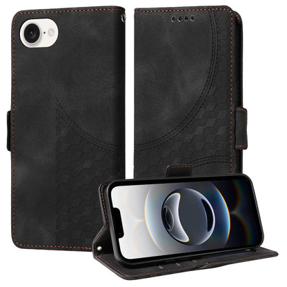 For iPhone SE 2024 Embossed Rhombus Starry Leather Phone Case(Black) by buy2fix