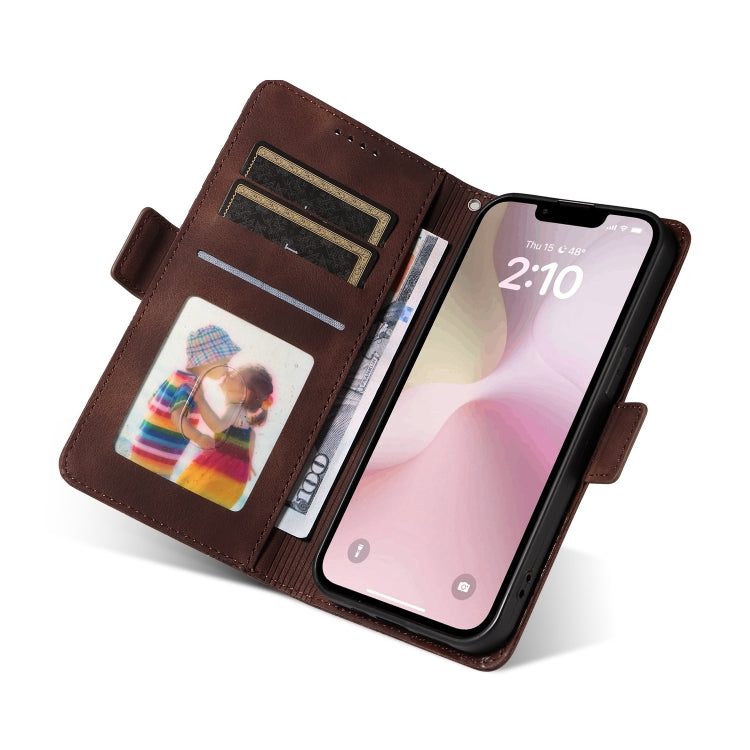 For iPhone SE 2024 Embossed Rhombus Starry Leather Phone Case(Brown) by buy2fix