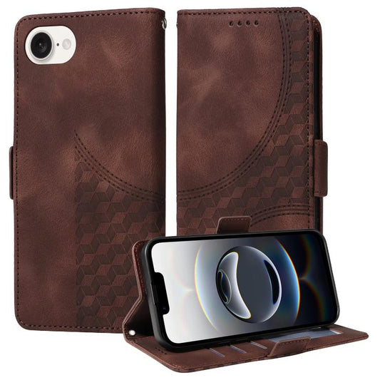 For iPhone SE 2024 Embossed Rhombus Starry Leather Phone Case(Brown) by buy2fix