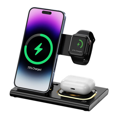 A80 3 in 1 15W Folding Wireless Charger(Black) by buy2fix