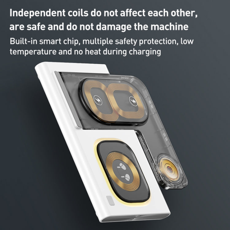 A80 3 in 1 15W Folding Wireless Charger(White) by buy2fix