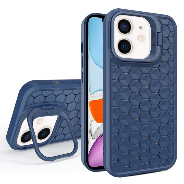 For iPhone 11 Honeycomb Radiating Lens Holder Magsafe Phone Case(Blue) by buy2fix