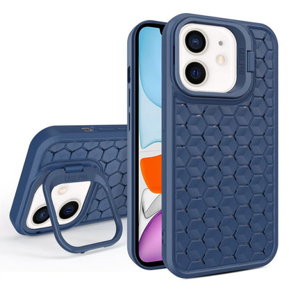 For iPhone 11 Honeycomb Radiating Lens Holder Magsafe Phone Case(Blue) by buy2fix