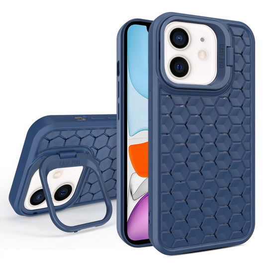For iPhone 11 Honeycomb Radiating Lens Holder Magsafe Phone Case(Blue) by buy2fix
