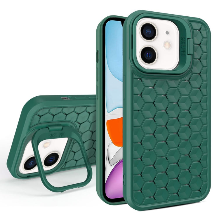 For iPhone 11 Honeycomb Radiating Lens Holder Magsafe Phone Case(Green) by buy2fix