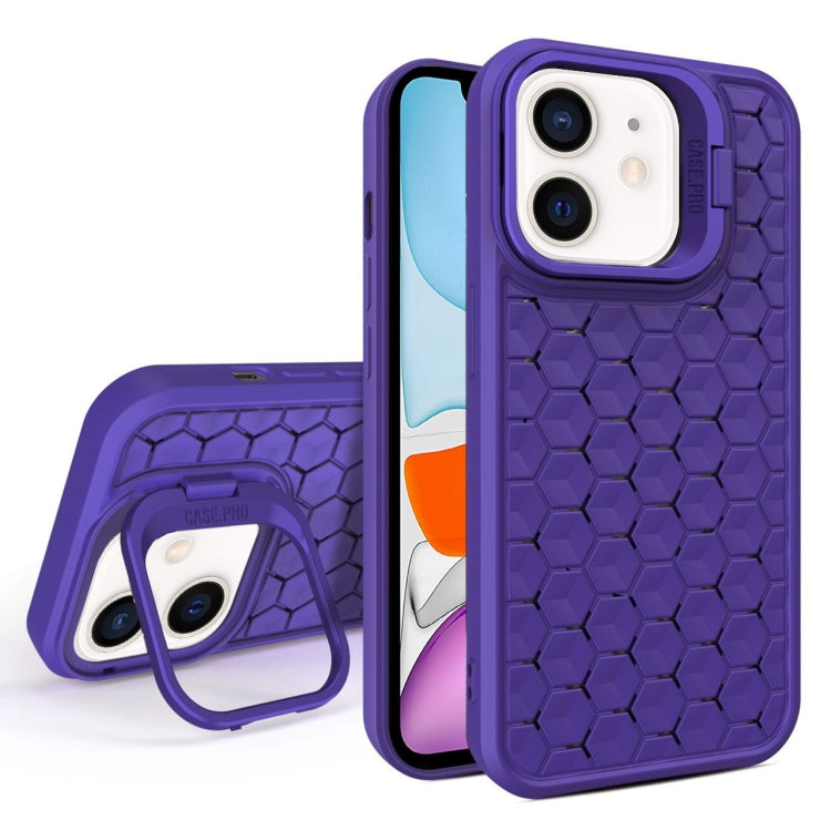 For iPhone 11 Honeycomb Radiating Lens Holder Magsafe Phone Case(Purple) by buy2fix