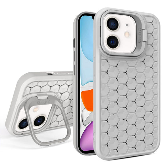 For iPhone 11 Honeycomb Radiating Lens Holder Magsafe Phone Case(Grey) by buy2fix
