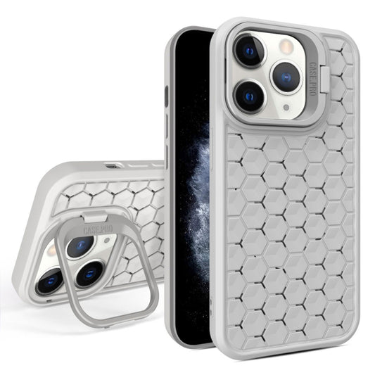 For iPhone 11 Pro Max Honeycomb Radiating Lens Holder Magsafe Phone Case(Grey) by buy2fix