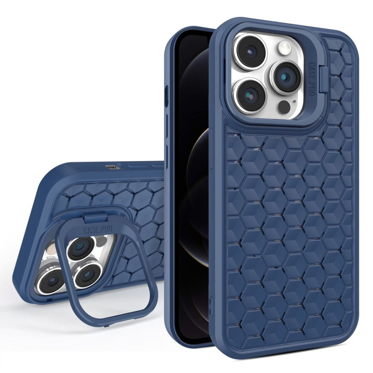 For iPhone 12 Pro Honeycomb Radiating Lens Holder Magsafe Phone Case(Blue) by buy2fix