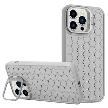 For iPhone 16 Pro Honeycomb Radiating Lens Holder Magsafe Phone Case(Grey) by buy2fix