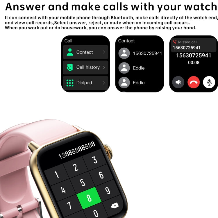 QS08 PRO 1.83 inch BT5.2 Smart Sport Watch, Support Sleep / Heart Rate / Blood Oxygen / Temperature / Blood Pressure Health Monitor(Gold+Pink) by buy2fix