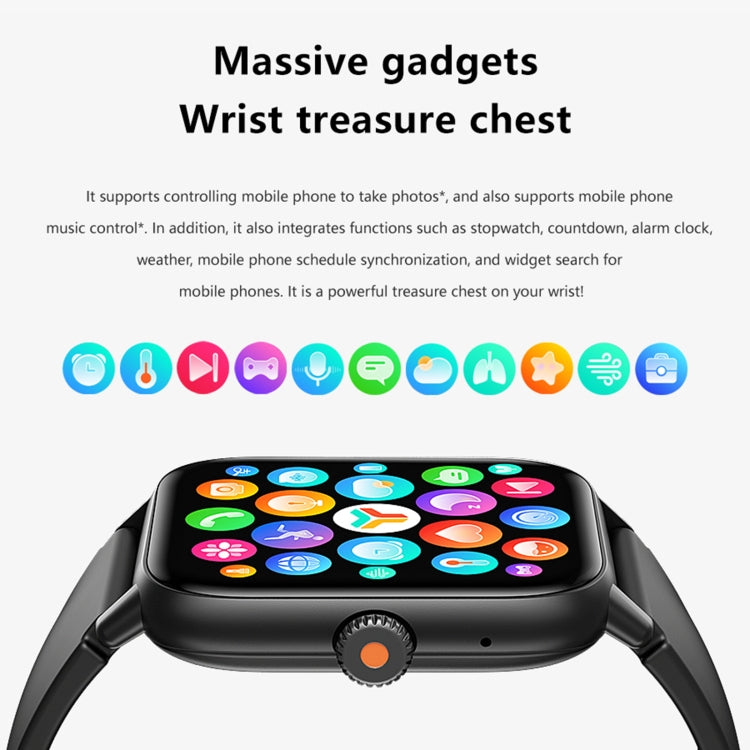 QS13 1.83 inch BT5.2 Smart Sport Watch, Support Bluetooth Call / Sleep / Blood Sugar / Blood Oxygen / Heart Rate / Blood Pressure Health Monitor(Black) by buy2fix