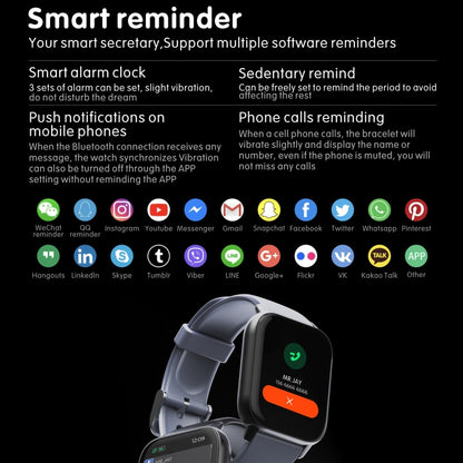 QS16 Pro 1.83 inch BT5.0 Smart Sport Watch, Support Bluetooth Call / Sleep / Blood Oxygen / Temperature / Heart Rate / Blood Pressure Health Monitor(Grey) by buy2fix