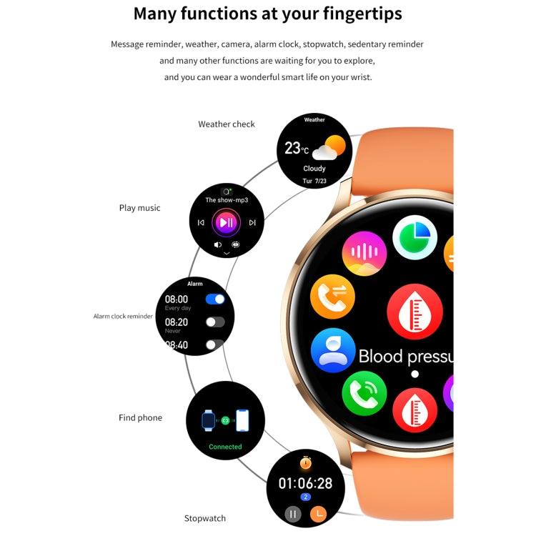 QS40 1.39 inch BT5.2 Smart Sport Watch, Support Bluetooth Call / Sleep / Blood Oxygen / Temperature / Heart Rate / Blood Pressure Health Monitor(Orange) by buy2fix