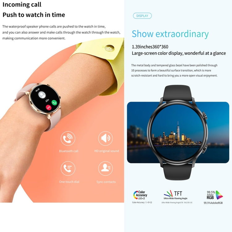 QS40 1.39 inch BT5.2 Smart Sport Watch, Support Bluetooth Call / Sleep / Blood Oxygen / Temperature / Heart Rate / Blood Pressure Health Monitor(Grey) by buy2fix