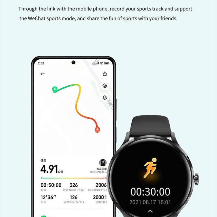 QS80 1.39 inch BT5.2 Smart Sport Watch, Support Bluetooth Call / Sleep / Blood Oxygen / Temperature / Heart Rate / Blood Pressure Health Monitor(Grey) by buy2fix