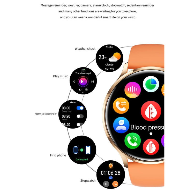 QS80 1.39 inch BT5.2 Smart Sport Watch, Support Bluetooth Call / Sleep / Blood Oxygen / Temperature / Heart Rate / Blood Pressure Health Monitor(Orange) by buy2fix