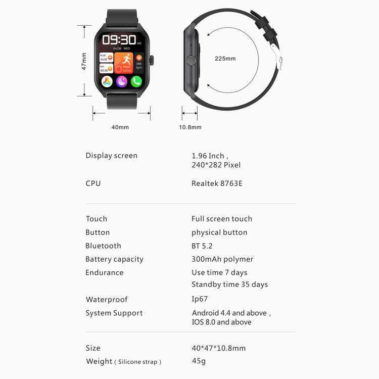 Qx5 1.96 inch BT5.2 Smart Sport Watch, Support Bluetooth Call / Sleep / Blood Oxygen / Temperature / Heart Rate / Blood Pressure Health Monitor(Pink) by buy2fix