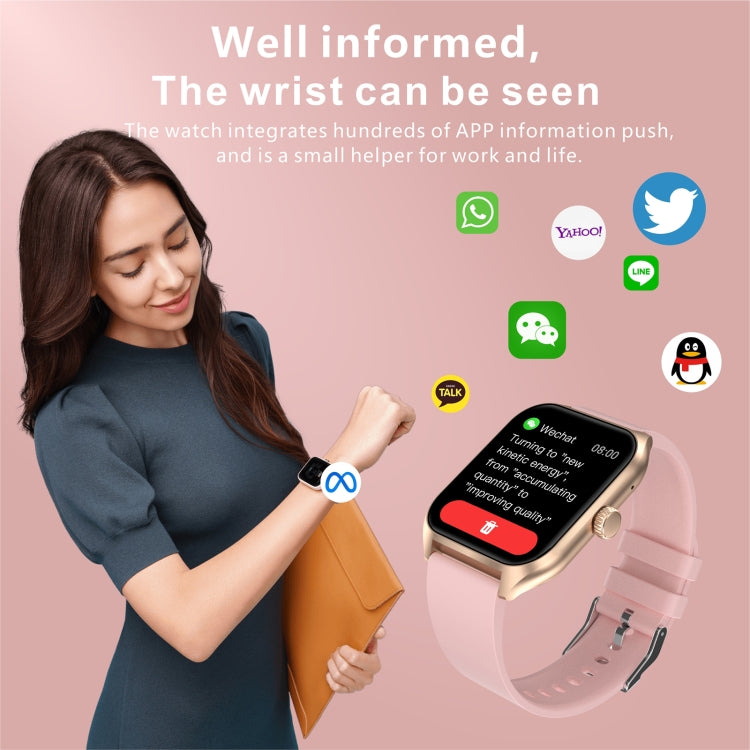 Qx5 1.96 inch BT5.2 Smart Sport Watch, Support Bluetooth Call / Sleep / Blood Oxygen / Temperature / Heart Rate / Blood Pressure Health Monitor(Pink) by buy2fix