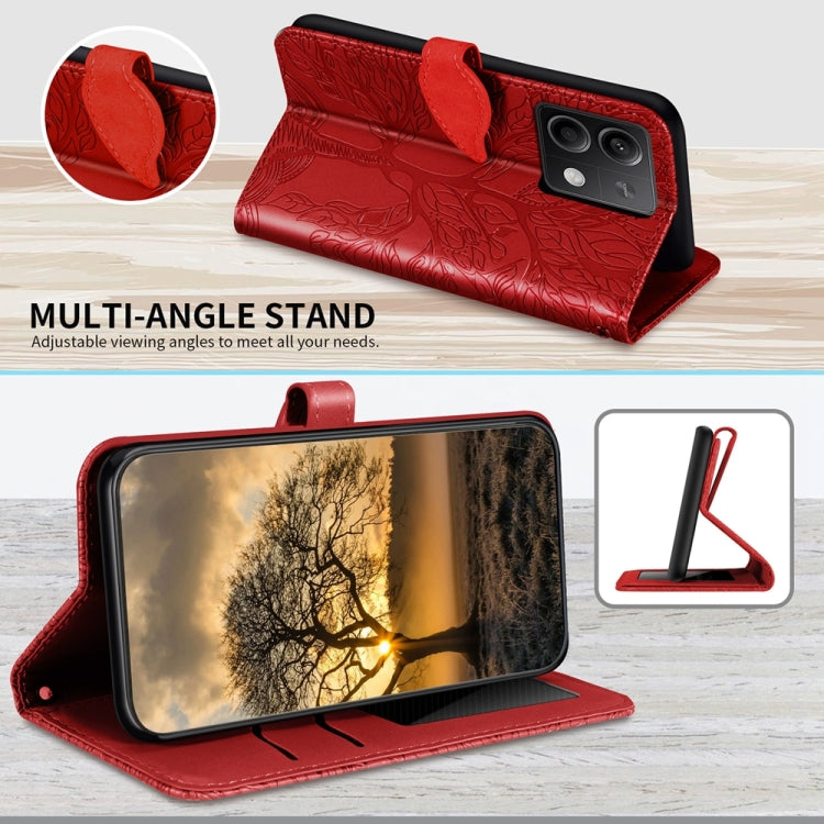 For Xiaomi Redmi Note 13 5G Life Tree Embossing Pattern Leather Phone Case(Red) - Xiaomi Cases by buy2fix | Online Shopping UK | buy2fix