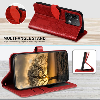 For Xiaomi Redmi Note 13 5G Life Tree Embossing Pattern Leather Phone Case(Red) - Xiaomi Cases by buy2fix | Online Shopping UK | buy2fix