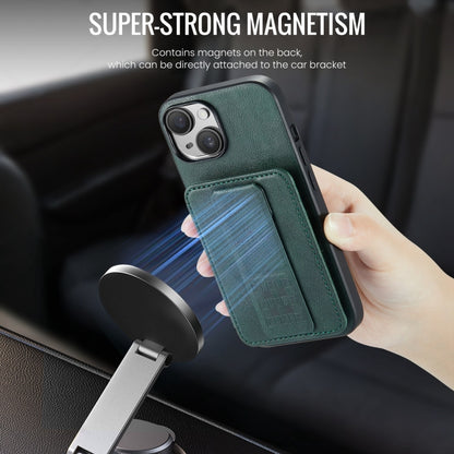 For iPhone 14 Plus Fierre Shann Oil Wax Cow Leather Card Holder Back Phone Case(Green) - iPhone 14 Plus Cases by FIERRE SHANN | Online Shopping UK | buy2fix