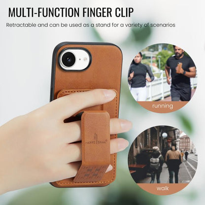 For iPhone 16e Fierre Shann Oil Wax Cow Leather Card Holder Back Phone Case(Brown) - iPhone 16e Cases by FIERRE SHANN | Online Shopping UK | buy2fix