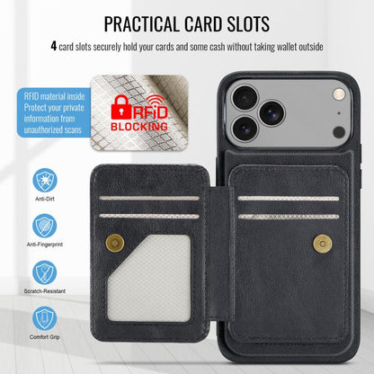 For iPhone 17 Pro Max Fierre Shann Oil Wax Cow Leather Card Holder Back Phone Case(Black) - iPhone 17 Pro Max Cases by FIERRE SHANN | Online Shopping UK | buy2fix