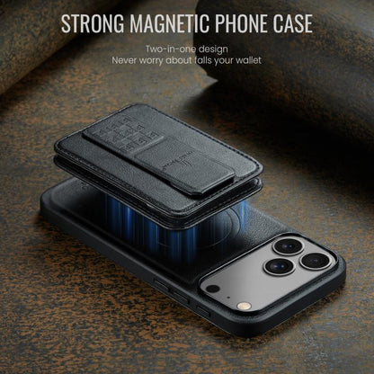 For iPhone 17 Pro Max Fierre Shann Oil Wax Cow Leather Card Holder Back Phone Case(Black) - iPhone 17 Pro Max Cases by FIERRE SHANN | Online Shopping UK | buy2fix