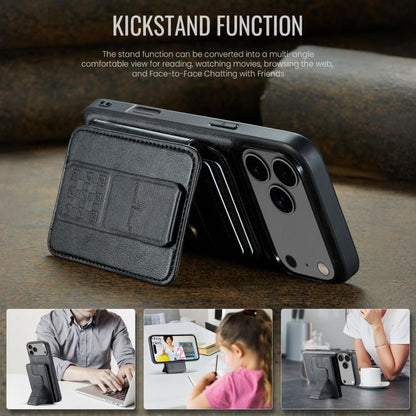 For iPhone 17 Pro Max Fierre Shann Oil Wax Cow Leather Card Holder Back Phone Case(Black) - iPhone 17 Pro Max Cases by FIERRE SHANN | Online Shopping UK | buy2fix