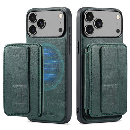 For iPhone 17 Pro Max Fierre Shann Oil Wax Cow Leather Card Holder Back Phone Case(Green) - iPhone 17 Pro Max Cases by FIERRE SHANN | Online Shopping UK | buy2fix