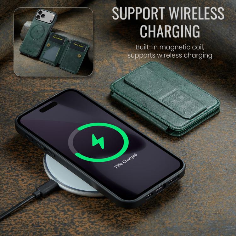 For iPhone 17 Pro Max Fierre Shann Oil Wax Cow Leather Card Holder Back Phone Case(Green) - iPhone 17 Pro Max Cases by FIERRE SHANN | Online Shopping UK | buy2fix