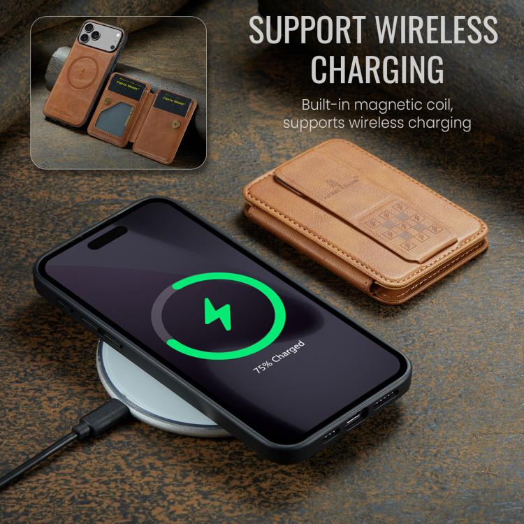 For iPhone 17 Pro Max Fierre Shann Oil Wax Cow Leather Card Holder Back Phone Case(Brown) - iPhone 17 Pro Max Cases by FIERRE SHANN | Online Shopping UK | buy2fix