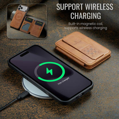 For iPhone 17 Pro Max Fierre Shann Oil Wax Cow Leather Card Holder Back Phone Case(Brown) - iPhone 17 Pro Max Cases by FIERRE SHANN | Online Shopping UK | buy2fix