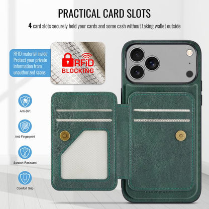 For iPhone 17 Pro Fierre Shann Oil Wax Cow Leather Card Holder Back Phone Case(Green) - iPhone 17 Pro Cases by FIERRE SHANN | Online Shopping UK | buy2fix
